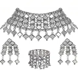 Jaldeep Fashion Sliver Plated Jewellery Set-picture-35