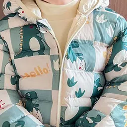 Babymoon Unisex Kids Dinosaur Printed Hooded Lightweight Outdoor Jacket image 3