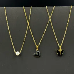 Boghra Sales Set Of 3 Gold-Plated Alloy Pearls Necklace image 1