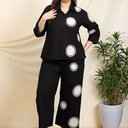 DEEBACO Plus Size Shirt Collar Patchwork Pure Cotton Shirt With Trousers-picture-37