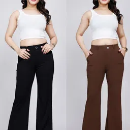 NU CLOTHS Women Pack of 2 High-Rise Pleated Trousers-picture-23