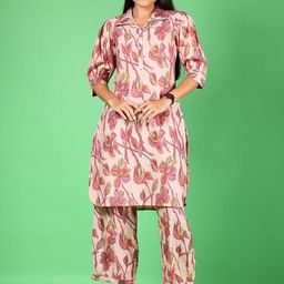 V-Mart Ethnic Printed Shirt Collar Neck Tunic With Trousers Co-Ords-picture-19