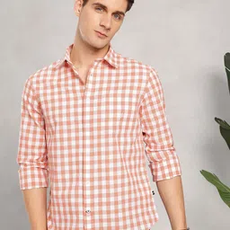 Nautica Slim Fit Gingham Checks Cotton Linen Casual Shirt-image-61