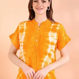 Chandbaali Women Tie and Dye Viscose Rayon Mandarin Collar Regular Top-picture-16