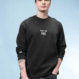 glitchez Typography Printed Panelled Sweatshirt image 3