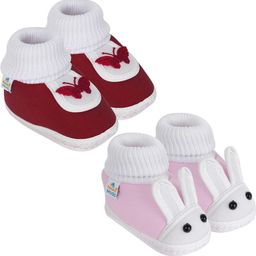 NESKA MODA 0 To 6 Month Newborn Baby Boy & Baby Girls 2 Pair Soft Cotton Skin-Friendly Baby Booties-image-10