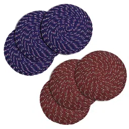 Kuber Industries Maroon & Blue 6 Pieces Textured Cotton Anti-Slip Doormats image 2