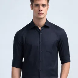 Arrow Textured Spread Collar Long Sleeves Pure Cotton Opaque Formal Shirt image 2