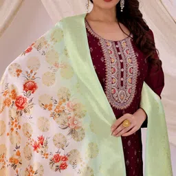 Moda Rapido Floral Woven Silk Dupptta-image-73