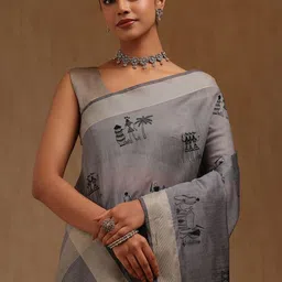 Soch Warli Printed Chanderi Saree With Thread Work image 4