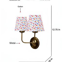 Devansh White & Blue Floral Printed Metal Frustum Shaped Wall Lamp-image-61
