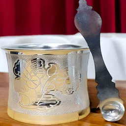 Sigaram Silver-Toned German Silver Panch Patra With Hand-image-53