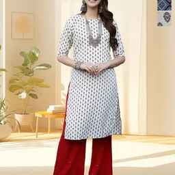 HERE&NOW Women Pack of 3 Ethnic Motifs Printed Daily Straight Kurtas-picture-25