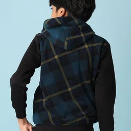 V-Mart Boys Checked Hood Cotton Front-Open Sweatshirt image 2