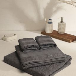 Monte Carlo Grey 4 Pieces Pure Cotton 380 GSM Bath Towels-picture-49