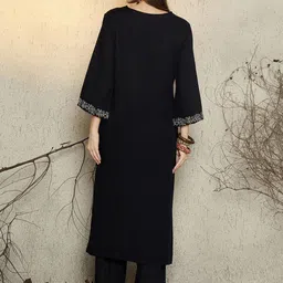 Indo Era Women Ethnic Motifs Embroidered Regular Sequinned Kurta with Trousers image 4