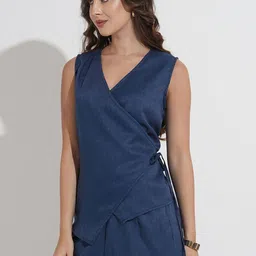 DressBerry Women Denim Wrap Top-image-2