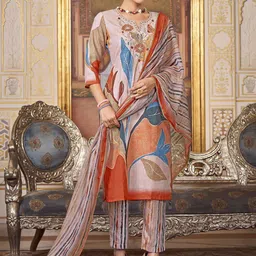 KALINI Floral Embroidered Thread Work Kurta with Trousers & Dupatta image 1