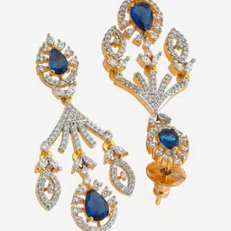 Kushal's Fashion Jewellery Sapphire Gold-Plated Party Zircon Necklace Set image 5
