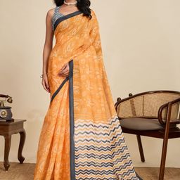 all about you Paisley Beads and Stones Pure Linen Saree With Blouse-picture-6