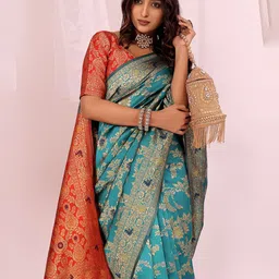 KALINI Woven Design Zari Kanjeevaram Saree image 3
