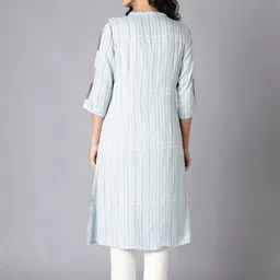 W Women Geometric Printed Knee Length Regular Straight Kurta with Trousers image 5