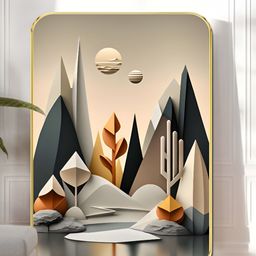 Livin'luxe Brown & Grey Geometric Mountain Wooden Wall Art-picture-48