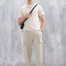WROGN Men Relaxed Fit Mid-Rise Cargo Track Pants-picture-14