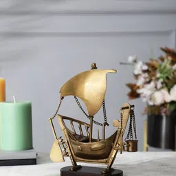 EXIM DECOR Rust Brass and Wood Antique Bucket & Anchor Nautical Ship Showpiece-picture-42
