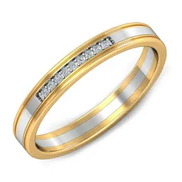 KUBERBOX Mer 2-tone Couple Band For Her 18KT Gold Diamond Studded Finger Ring-3.24gm image 1