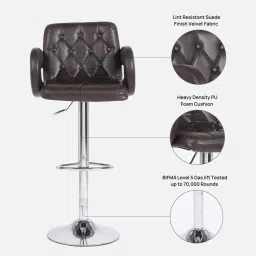 casacraft from pepperfry Vibe Bar Chair in Brown Colour image 3