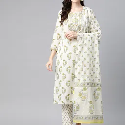 Readiprint Fashions Floral Printed Sequinned Pure Cotton  Kurta with Trousers & Dupatta-image-42
