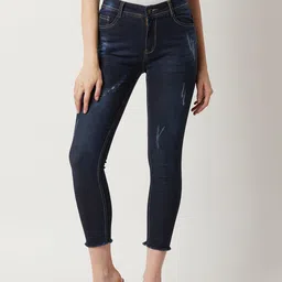 Miss Chase Women Blue Skinny Fit High-Rise Low Distress Jeans-picture-25