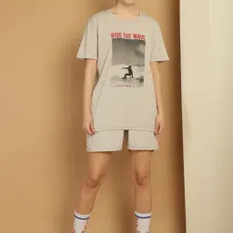 Vimal Jonney Grey Cotton Printed T-Shirt & Shorts Set-picture-20