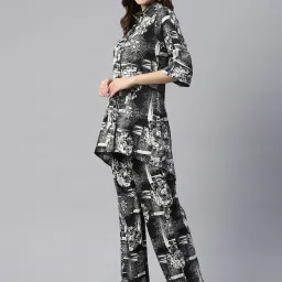 Cottinfab Black & White Printed Crepe Tunic With Trousers image 3