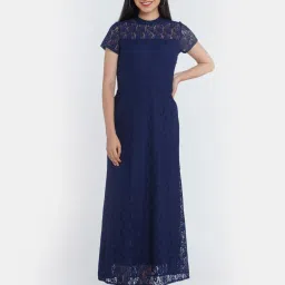 Zink London Navy Self Design Maxi Dress image 1