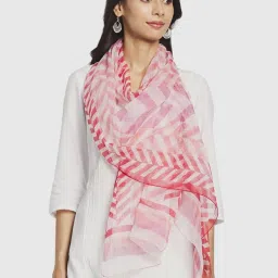 FabBasics by Fabindia Pink & White Printed Stole image 2