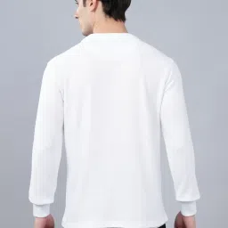 Cantabil White Cotton Polyblend Regular Fit Self T-Shirt image 2
