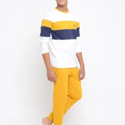 Lil Tomatoes Kids White & Yellow Solid Full Sleeves T-Shirt with Pyjamas image 4