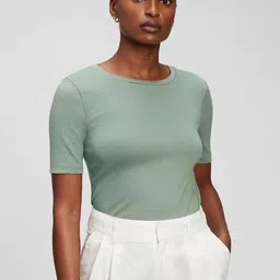 GAP Women's Solid Slim Fit Round Neck Tops-picture-40