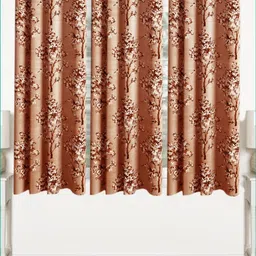 Lunar Days Brown Set of 3 Floral Room Darkening Window Curtain image 1