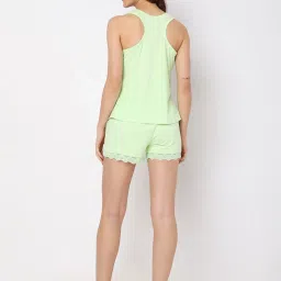 Vero Moda Intimates Green Cotton Tank Top With Shorts image 2