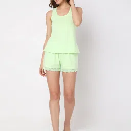 Vero Moda Intimates Green Cotton Tank Top With Shorts image 1