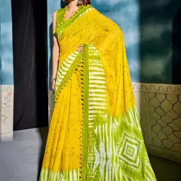 Saree Mall Yellow Embellished Saree With Blouse image 1