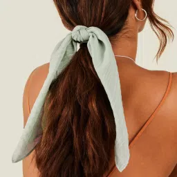 Accessorize London Green Crinkle Scrunchie Scarf image 2