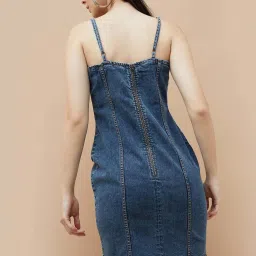 Ginger by Lifestyle Blue Cotton Bodycon Dress image 2