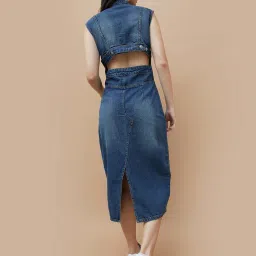 Ginger by Lifestyle Blue Cotton Bodycon Dress image 2