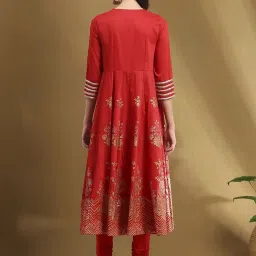 Biba Red Embellished Kurta Pant Set With Dupatta image 2
