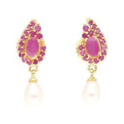 Sri Jagdamba Pearls Dakshita Pink & Pearl White Alloy Drop Earrings-picture-39