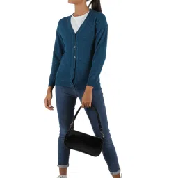 Monte Carlo Blue Wool Open Front Cardigan image 4